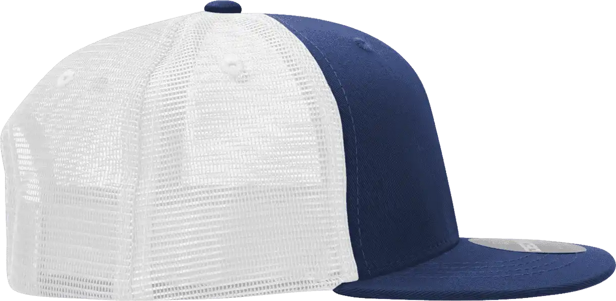 Decky 1052 6 Panel Flat Bill Trucker Cap - Navy White - one Size Fits Most