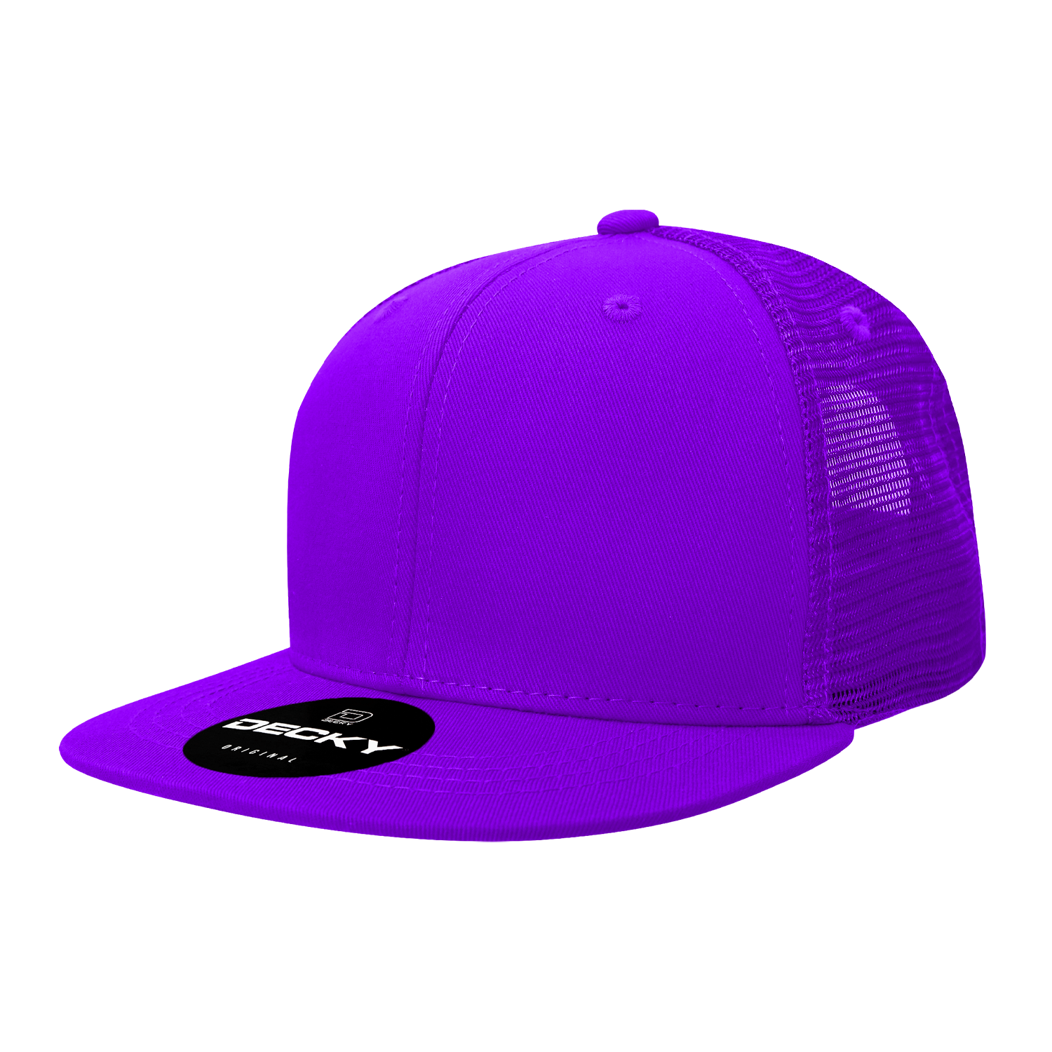 Decky 1052 6 Panel Flat Bill Trucker Cap - Purple