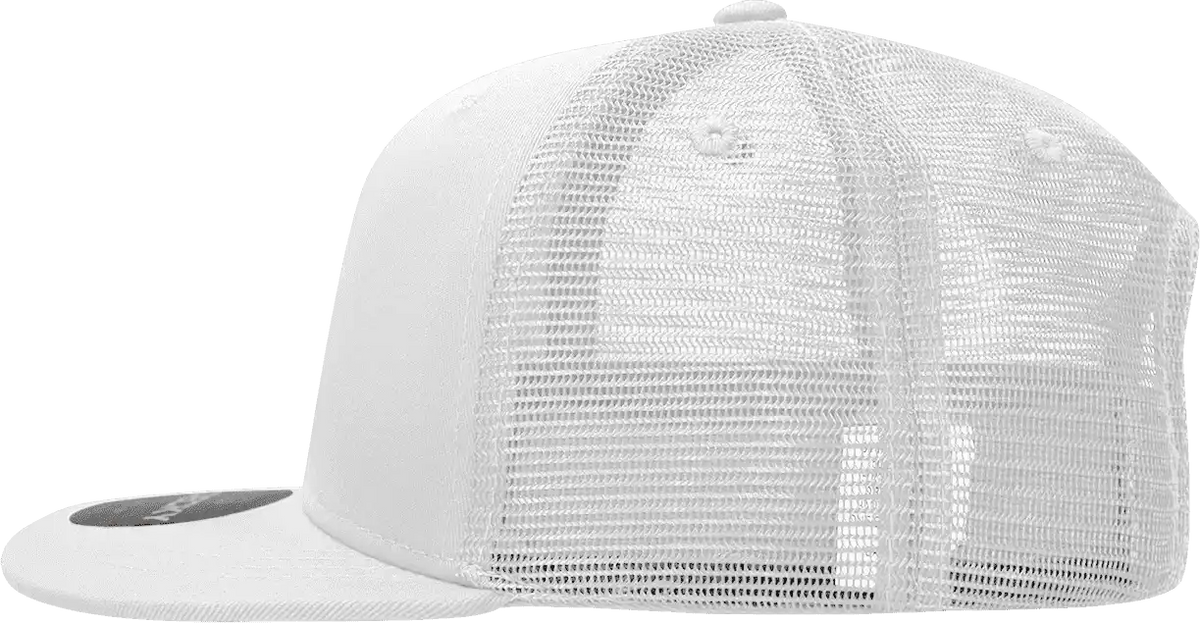 Decky 1052 6 Panel Flat Bill Trucker Cap White / one Size Fits Most