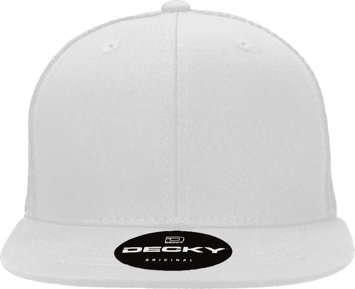 Decky 1052 6 Panel Flat Bill Trucker Cap White / one Size Fits Most
