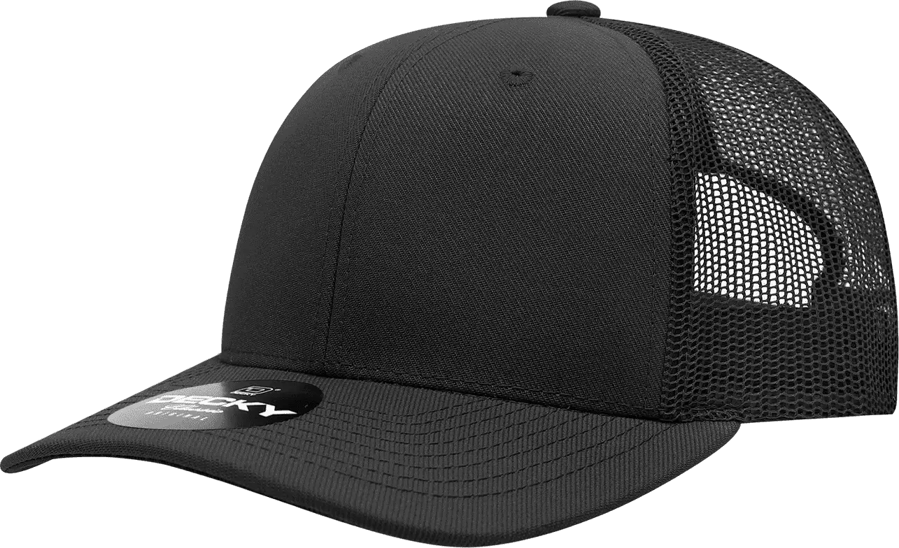 Decky 1053 6 Panel Curve Bill Trucker Cap - Black - one Size Fits Most