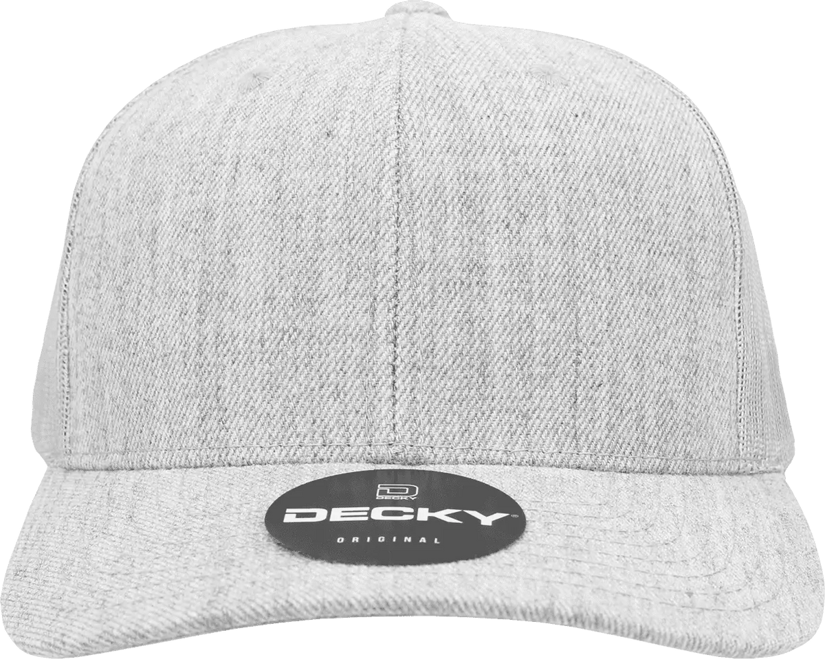Decky 1053 6 Panel Curve Bill Trucker Cap - Heather Gray
