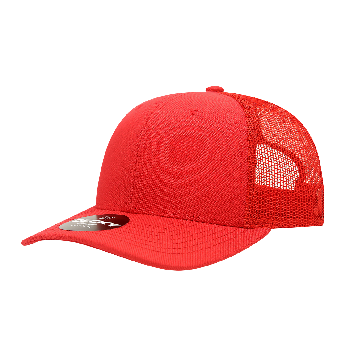 Decky 1053 6 Panel Curve Bill Trucker Cap - Red