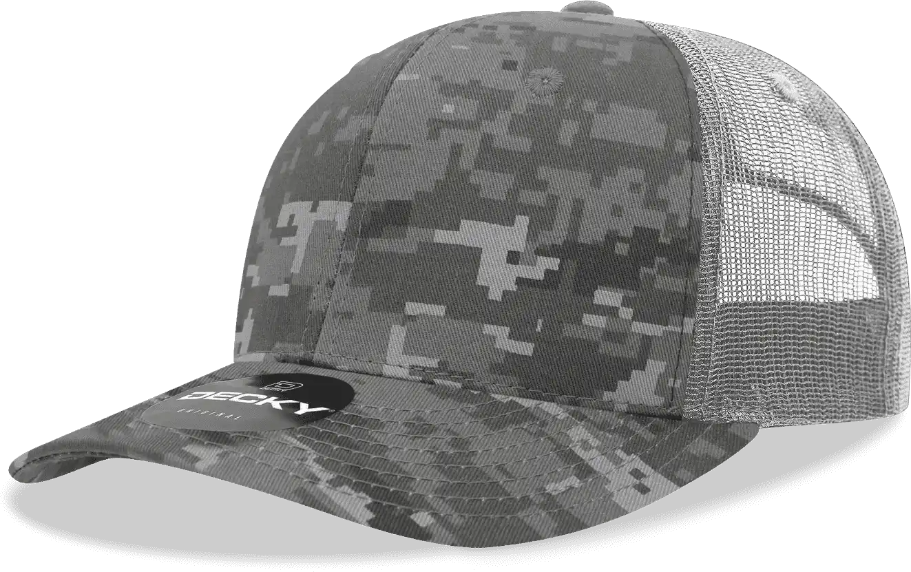 Decky 1054 Cotton Curve Bill Trucker Cap Ntg Camo Charcoal / one Size Fits Most
