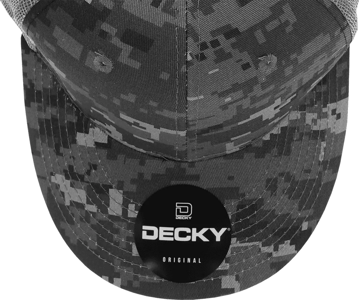 Decky 1054 Cotton Curve Bill Trucker Cap - Ntg Camo Charcoal - one Size Fits Most