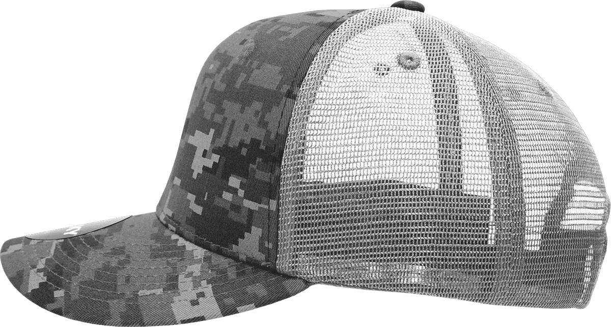 Decky 1054 Cotton Curve Bill Trucker Cap - Ntg Camo Charcoal - one Size Fits Most