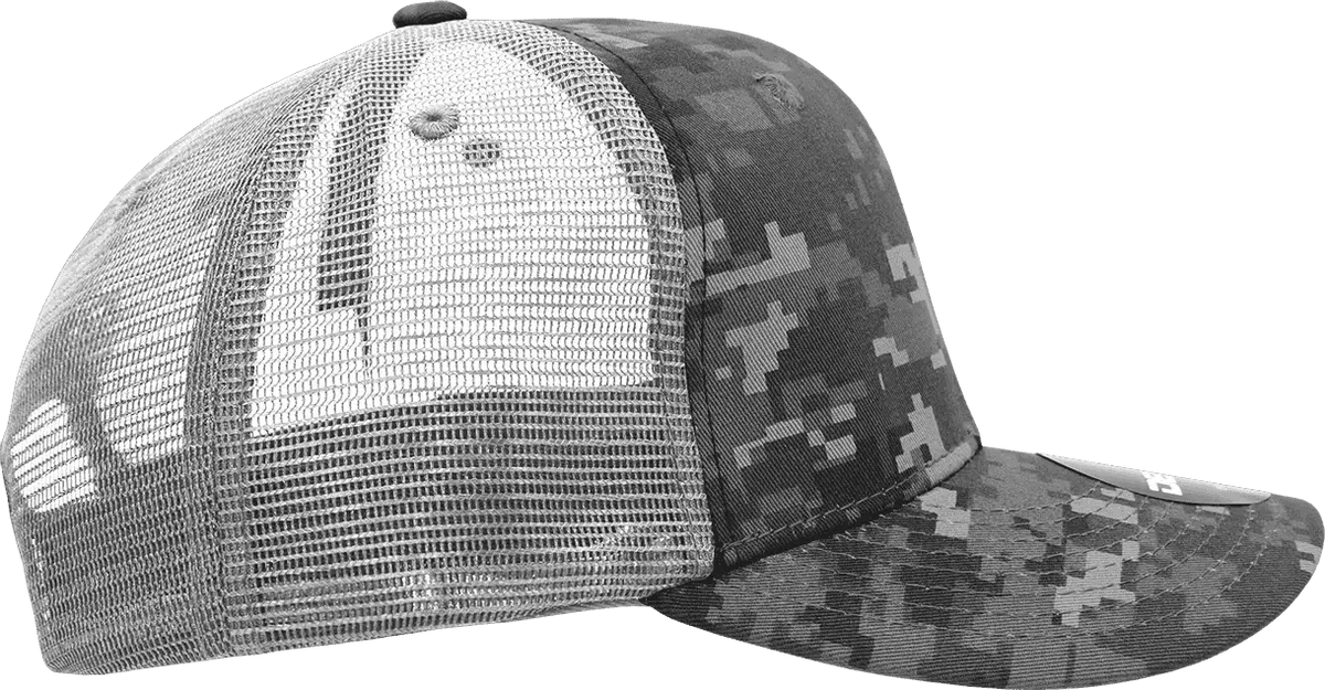 Decky 1054 Cotton Curve Bill Trucker Cap - Ntg Camo Charcoal - one Size Fits Most