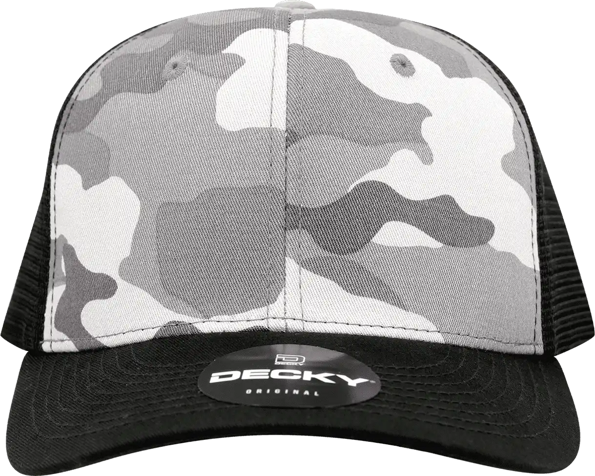Decky 1054 Cotton Curve Billl Trucker Cap Black Urban Camo / one Size Fits Most