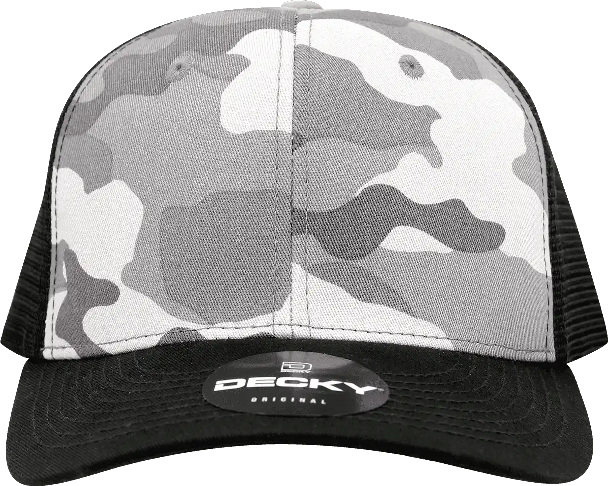 Decky 1054 Cotton Curve Billl Trucker Cap - Black Urban Camo - one Size Fits Most