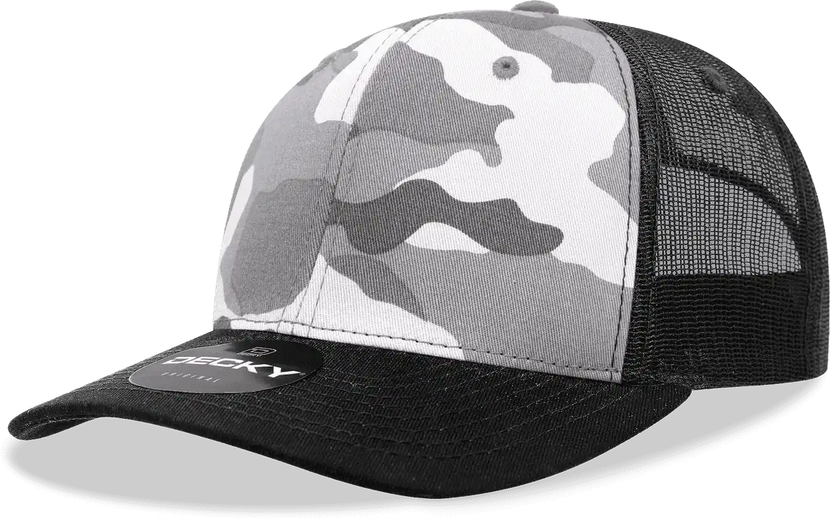 Decky 1054 Cotton Curve Billl Trucker Cap Black Urban Camo / one Size Fits Most