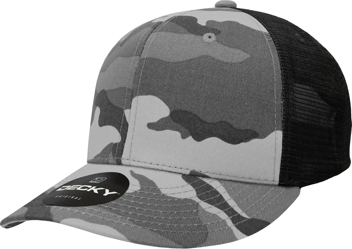 Decky 1054 Cotton Curve Billl Trucker Cap - Urban Camo Black - one Size Fits Most