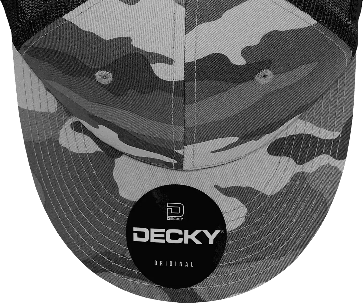 Decky 1054 Cotton Curve Billl Trucker Cap Urban Camo Black / one Size Fits Most