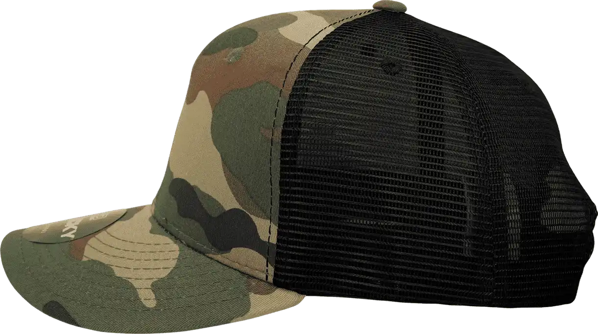 Decky 1054 Cotton Curve Billl Trucker Cap Woodland Camo Black Muti Color / one Size Fits Most