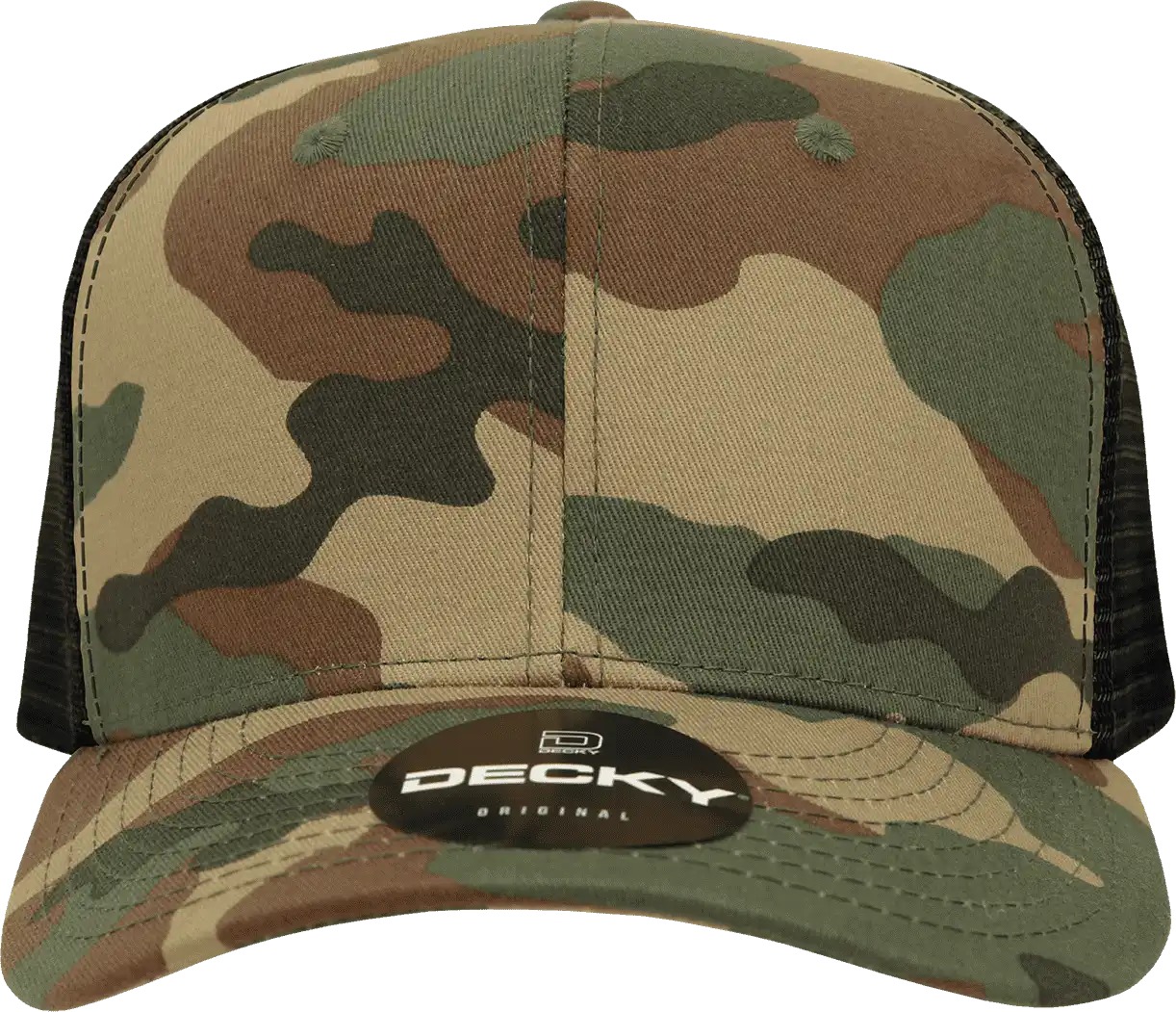 Decky 1054 Cotton Curve Billl Trucker Cap Woodland Camo Black Muti Color / one Size Fits Most