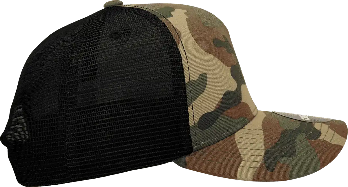 Decky 1054 Cotton Curve Billl Trucker Cap Woodland Camo Black Muti Color / one Size Fits Most