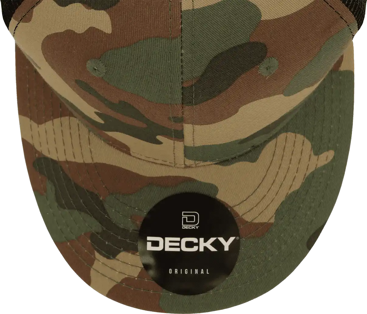 Decky 1054 Cotton Curve Billl Trucker Cap Woodland Camo Black Muti Color / one Size Fits Most