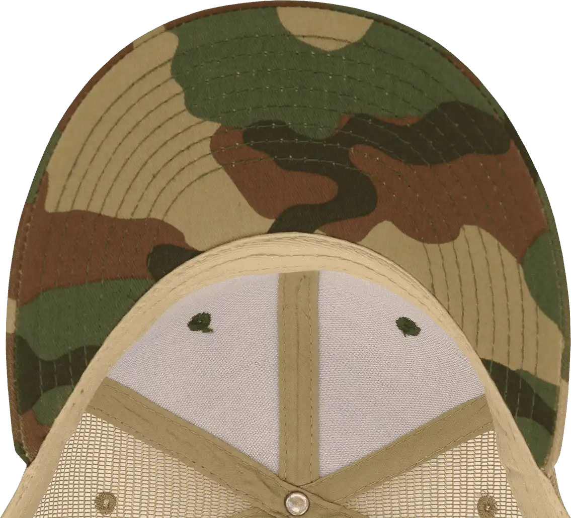 Decky 1054 Cotton Curve Billl Trucker Cap Woodland Camo Khanki / one Size Fits Most