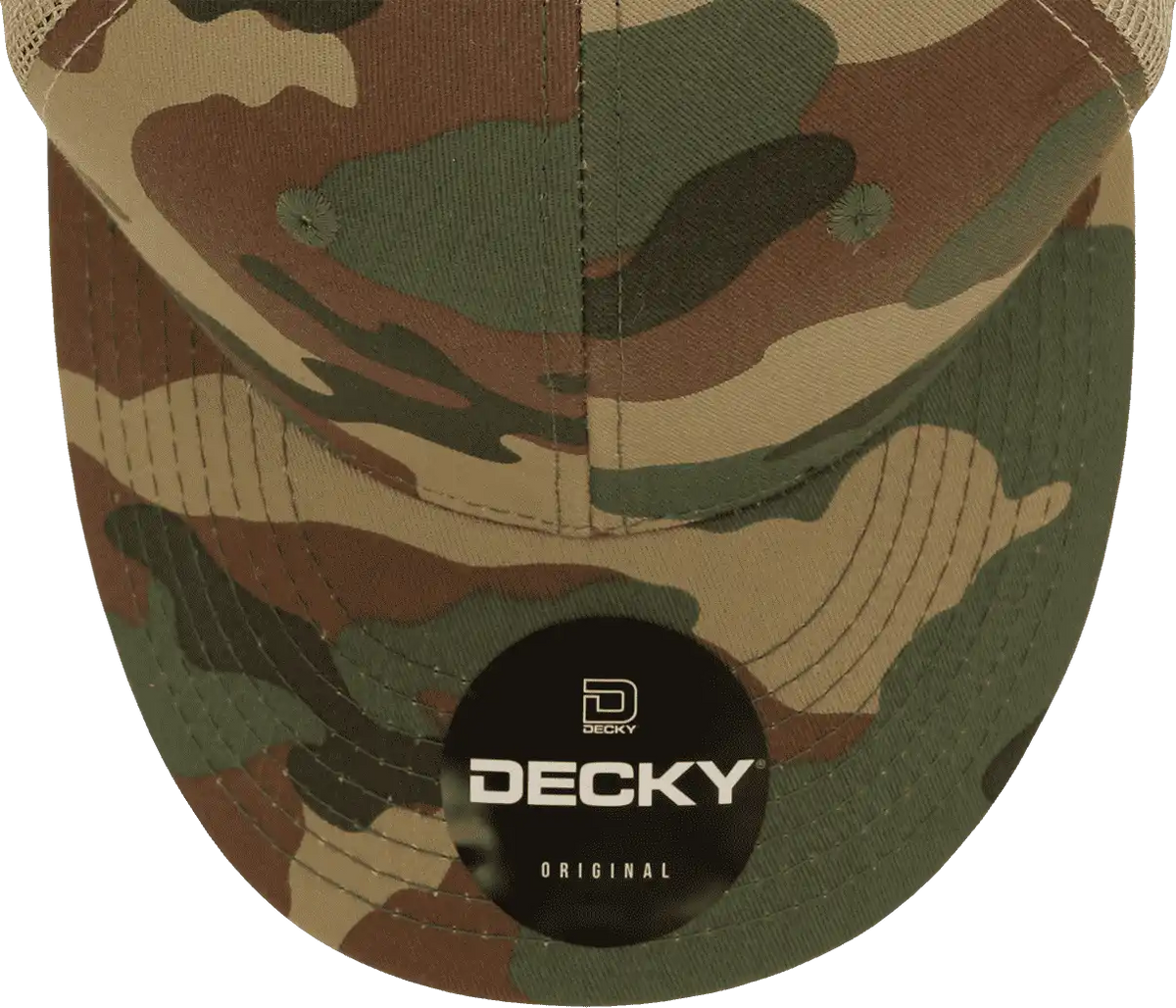 Decky 1054 Cotton Curve Billl Trucker Cap Woodland Camo Khanki / one Size Fits Most