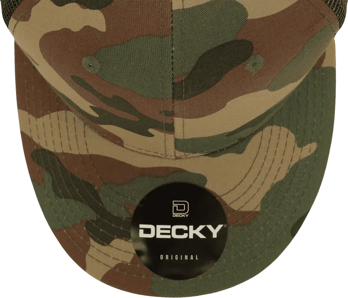 Decky 1054 Cotton Curve Billl Trucker Cap - Woodland Olive