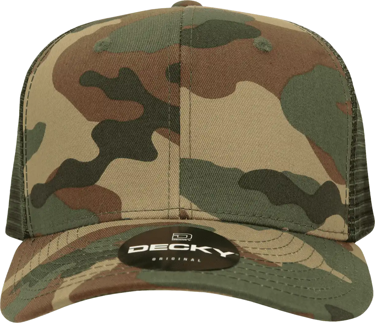 Decky 1054 Cotton Curve Billl Trucker Cap - Woodland Olive - one Size Fits Most