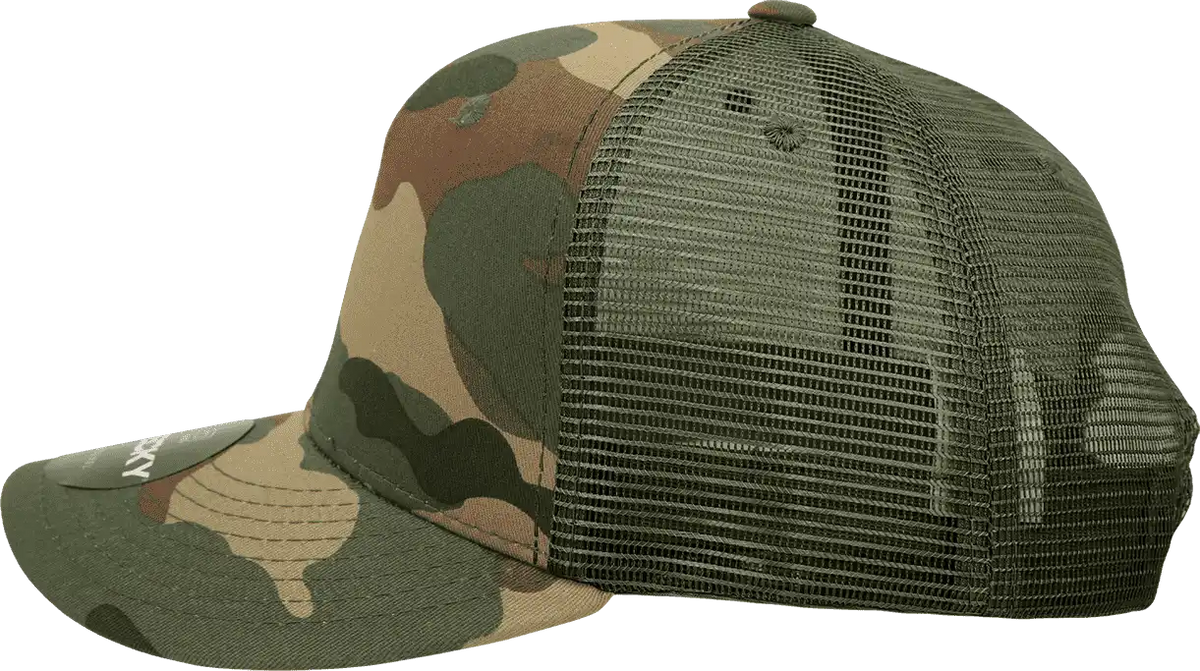 Decky 1054 Cotton Curve Billl Trucker Cap - Woodland Olive - one Size Fits Most