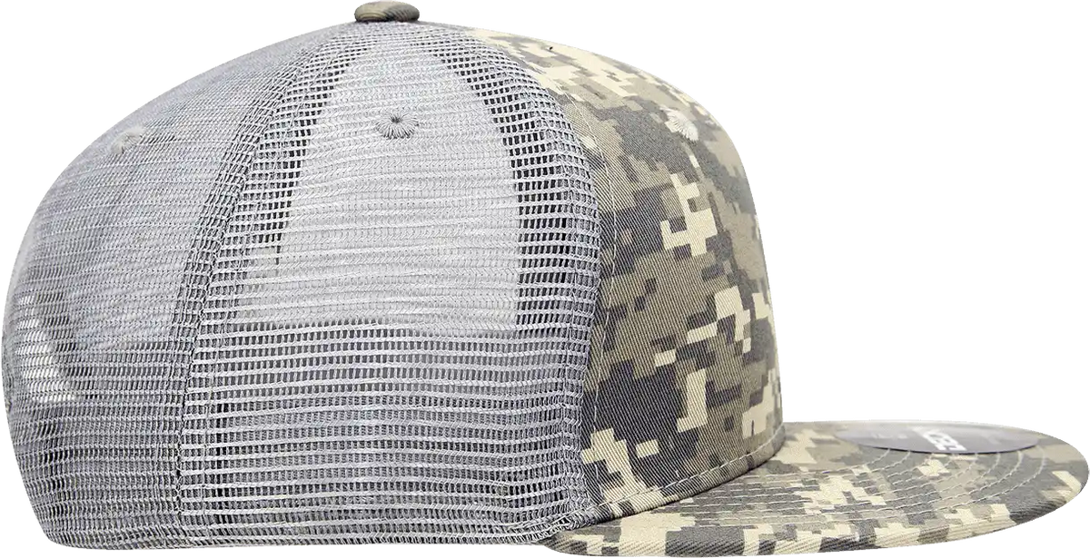 Decky 1055 Camo Flat Bill Trucker Cap - Army Digicam Gray - one Size Fits Most