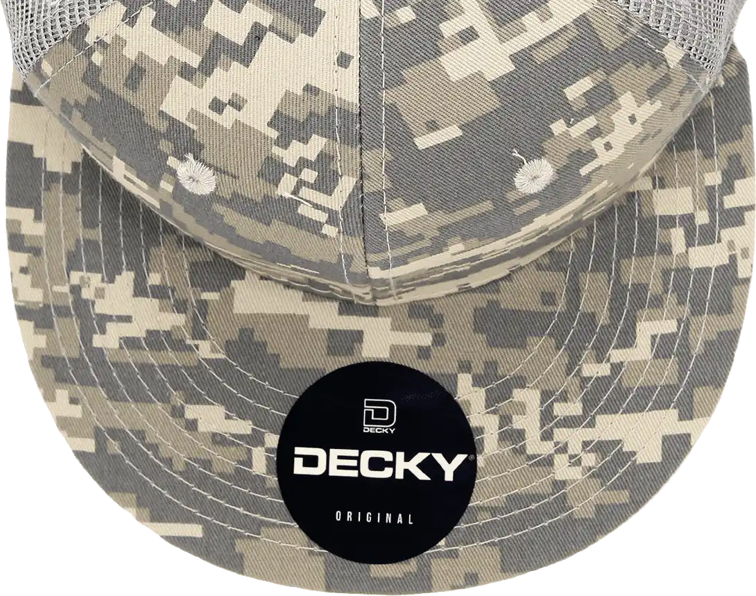 Decky 1055 Camo Flat Bill Trucker Cap - Army Digicam Gray - one Size Fits Most
