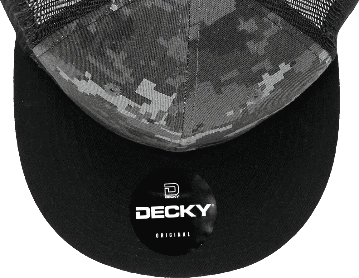 Decky 1055 Camo Flat Bill Trucker Cap - Black Ntg - one Size Fits Most