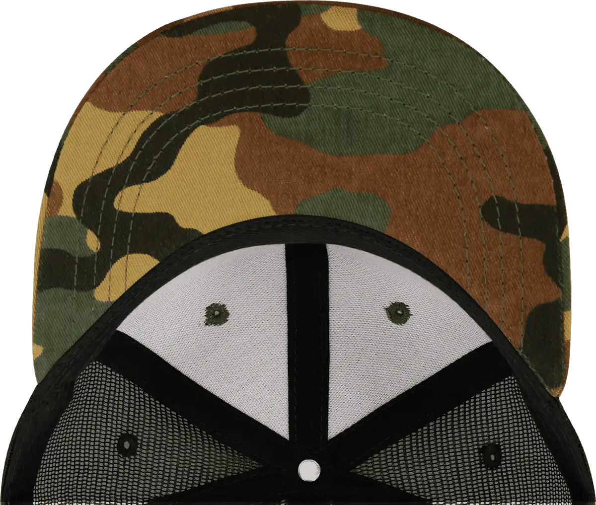 Decky 1055 Cotton Flat Bill Trucker Cap Woodland Camo Black Muti Color / one Size Fits Most