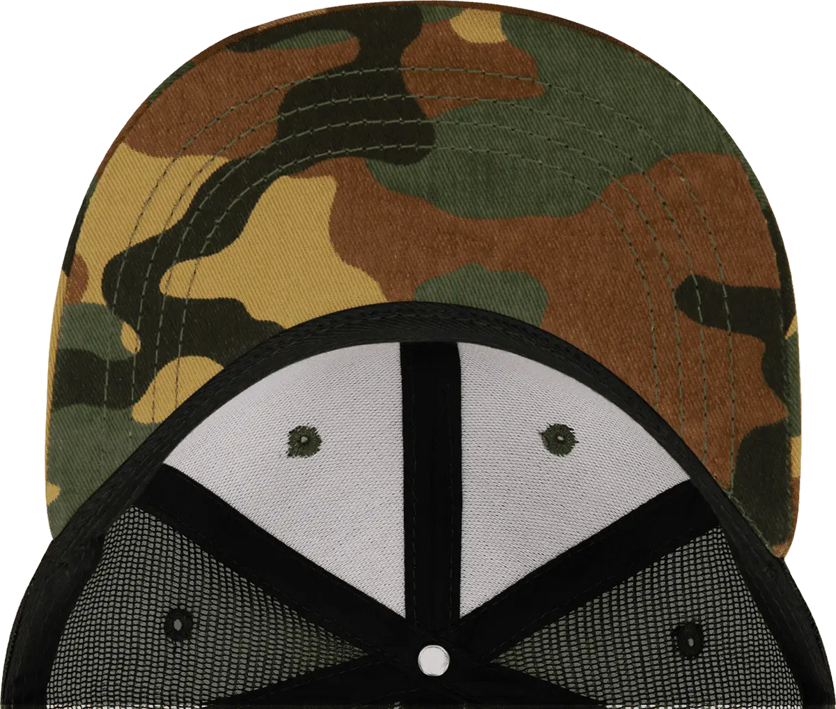 Decky 1055 Cotton Flat Bill Trucker Cap - Woodland Camo Black - Muti-color / one Size Fits Most