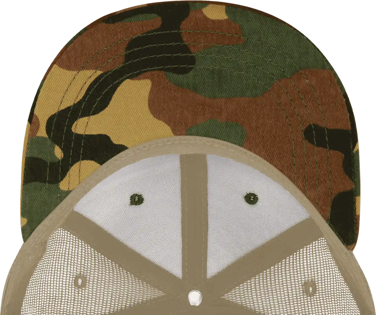 Decky 1055 Cotton Flat Bill Trucker Cap Woodland Camo Khanki / one Size Fits Most