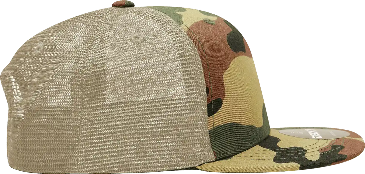 Decky 1055 Cotton Flat Bill Trucker Cap Woodland Camo Khanki / one Size Fits Most