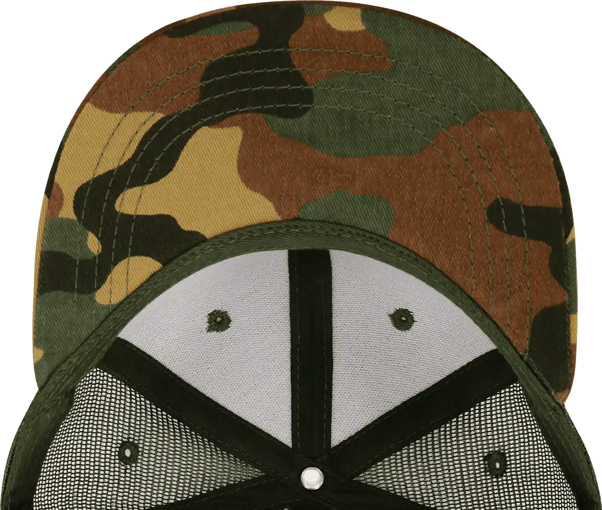 Decky 1055 Cotton Flat Bill Trucker Cap - Woodland Olive - one Size Fits Most