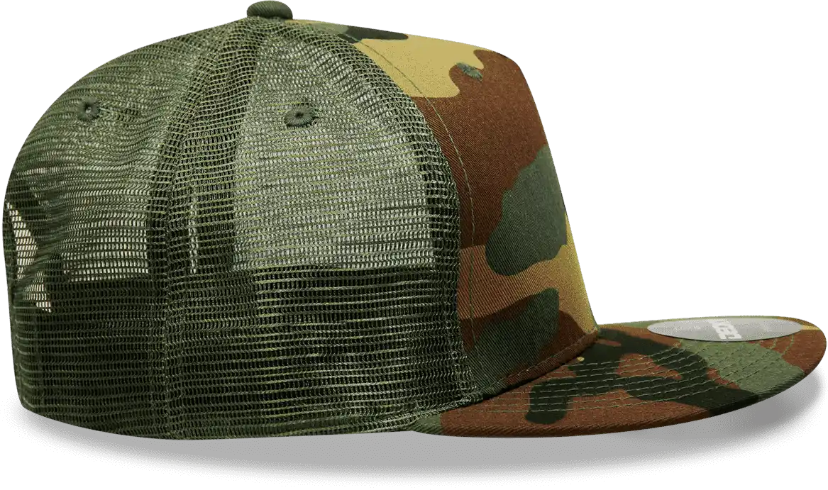 Decky 1063 10 Panel Flat Bill Trucker Cap - Woodland Camo - one Size Fits Most