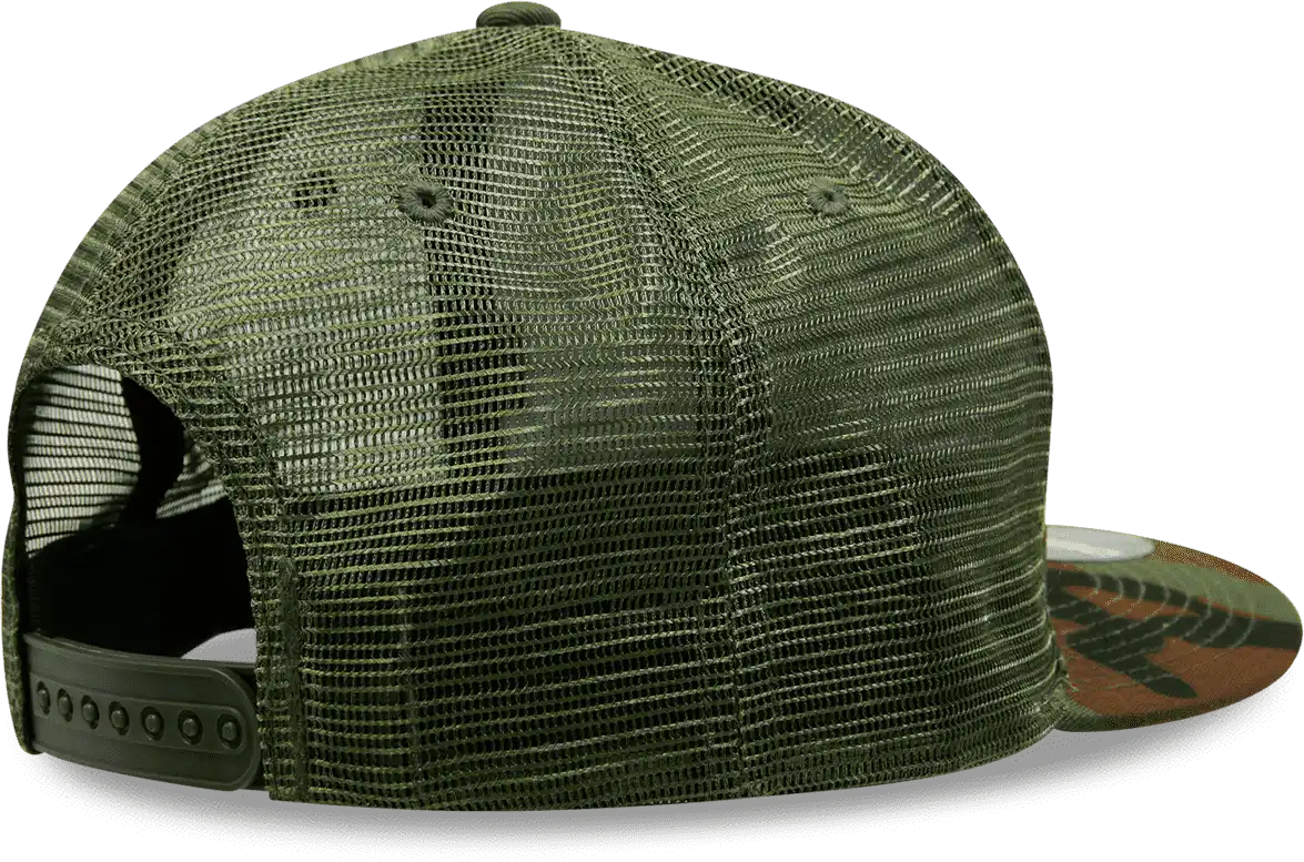 Decky 1063 10 Panel Flat Bill Trucker Cap - Woodland Camo - one Size Fits Most