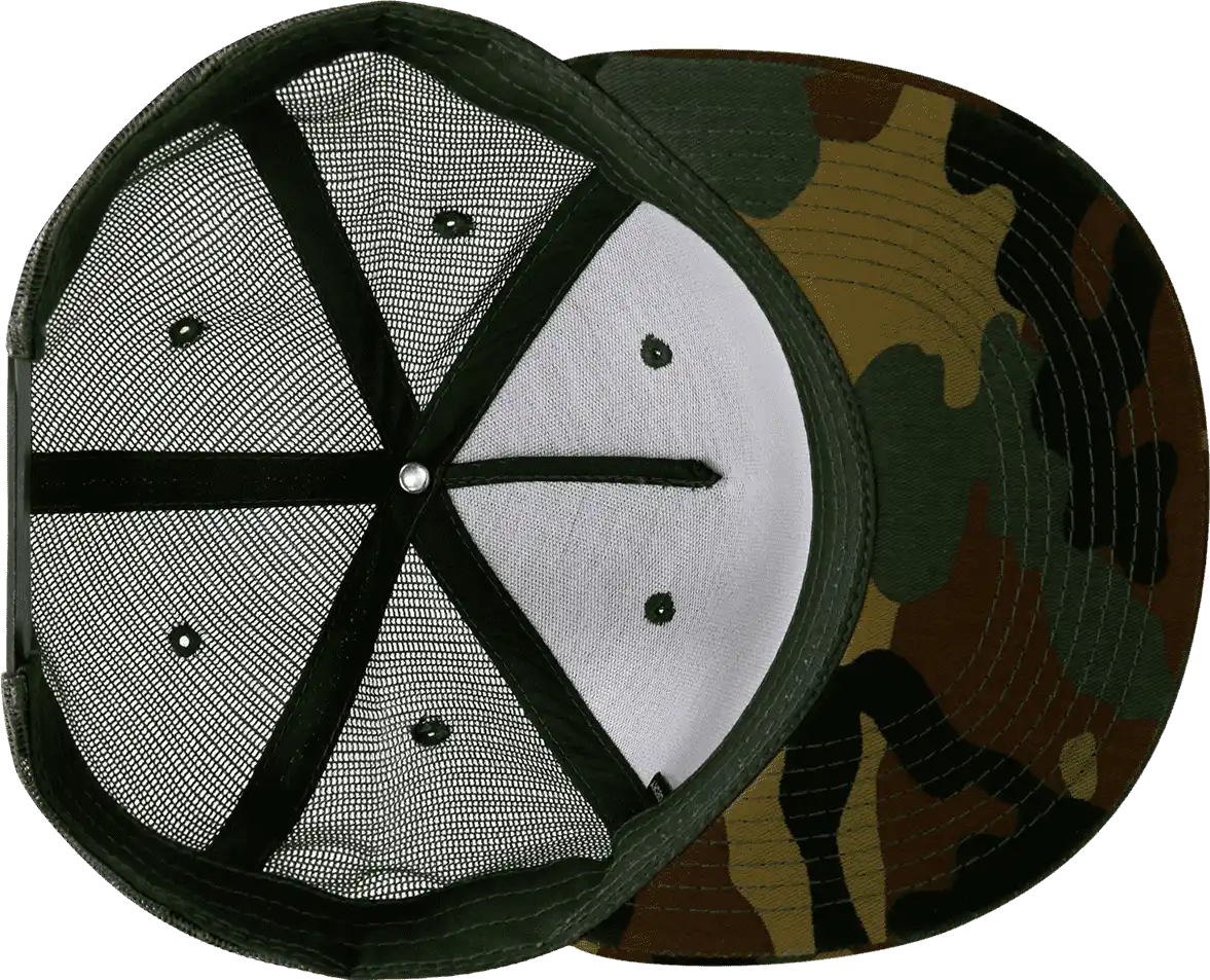 Decky 1063 10 Panel Flat Bill Trucker Cap - Woodland Camo - one Size Fits Most