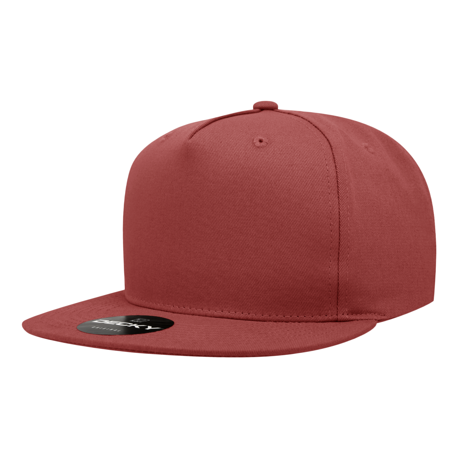 Decky 1064 5 Panel Cotton Flat Bill Snapback Cap - Cardinal