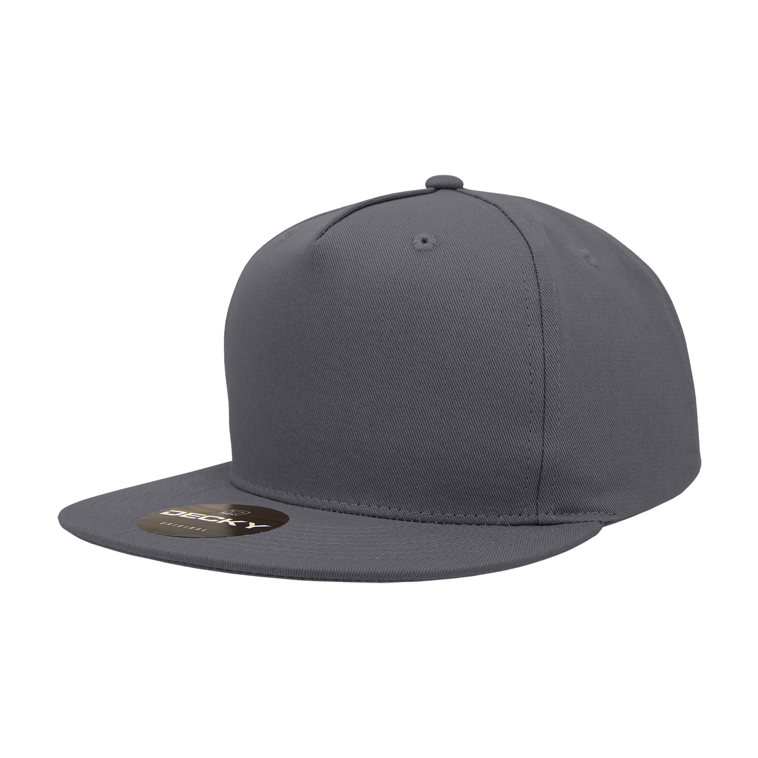 Decky 1064 5 Panel Cotton Flat Bill Snapback Cap - Charcoal