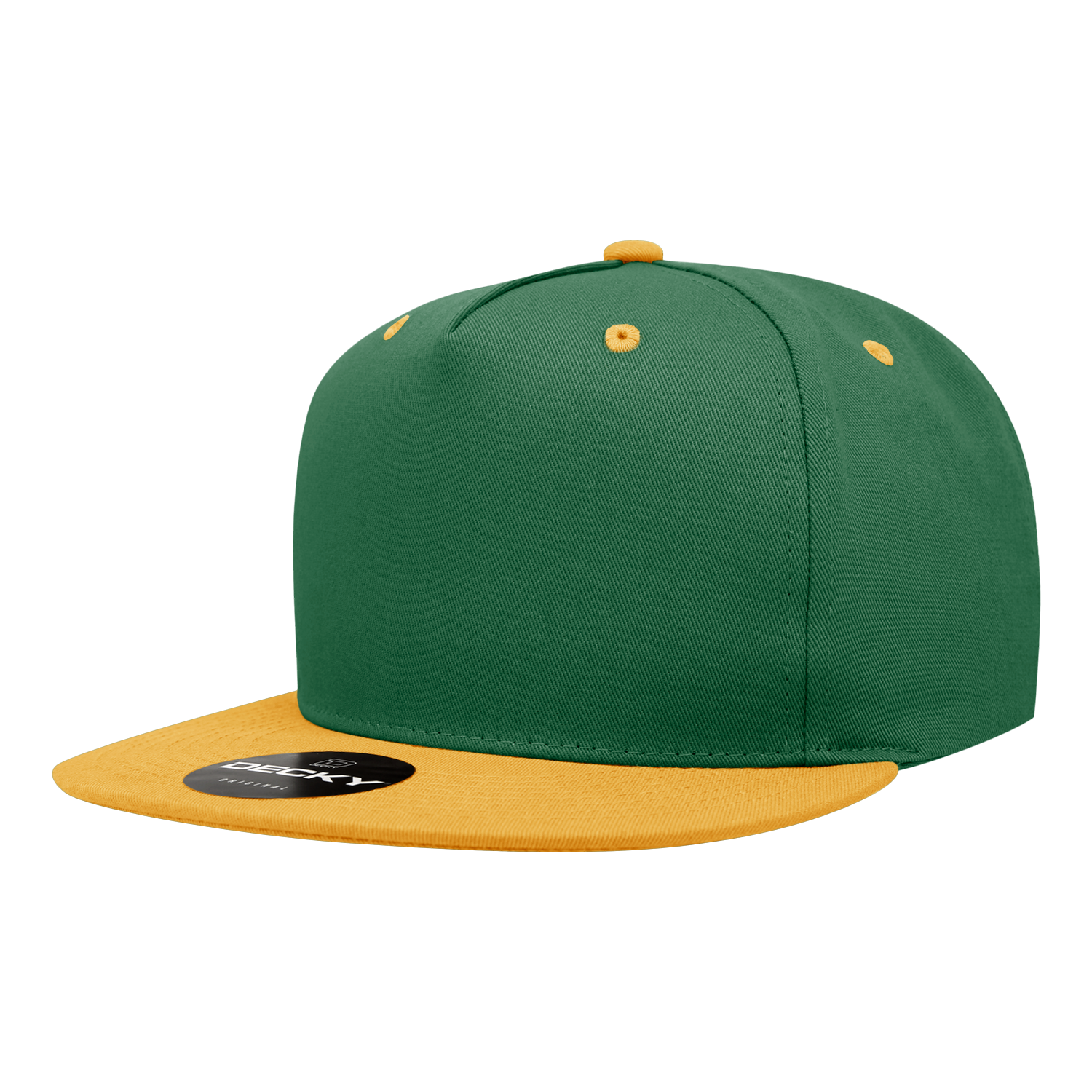 Decky 1064 5 Panel Cotton Flat Bill Snapback Cap - Forest Gold