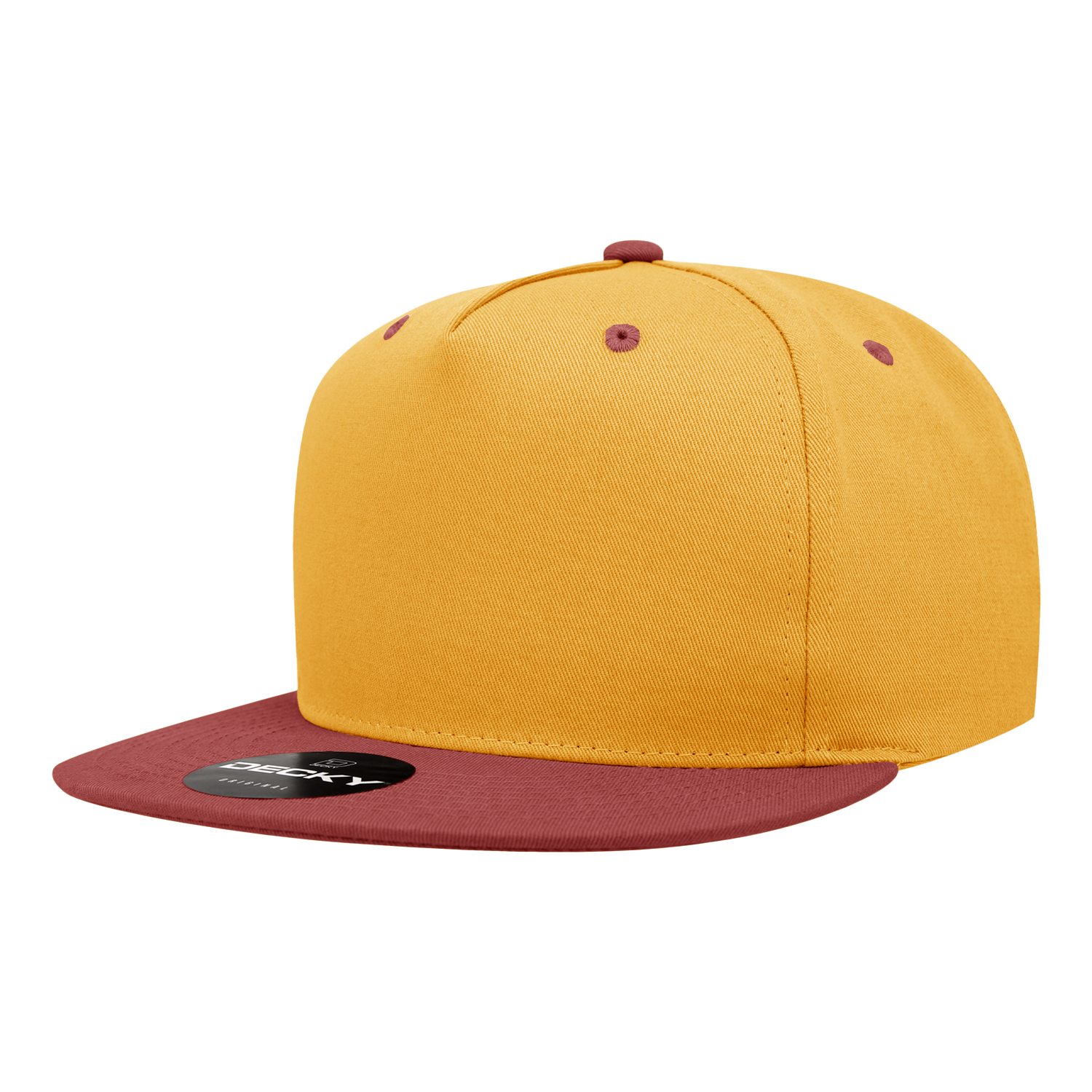 Decky 1064 5 Panel Cotton Flat Bill Snapback Cap - Gold Cardinal