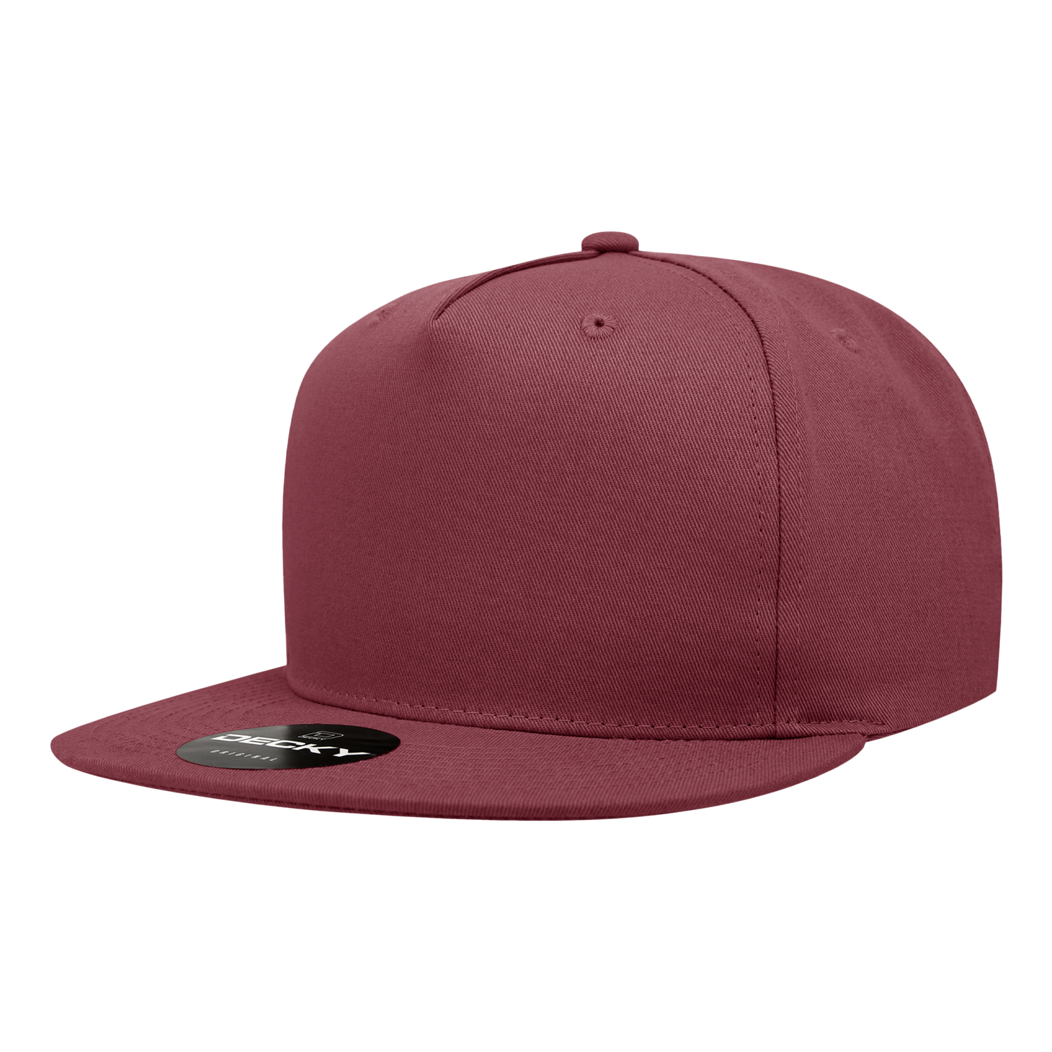 Decky 1064 5 Panel Cotton Flat Bill Snapback Cap - Maroon