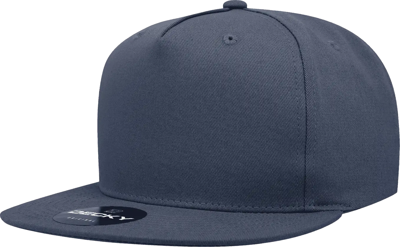 Decky 1064 5 Panel Cotton Flat Bill Snapback Cap - Navy