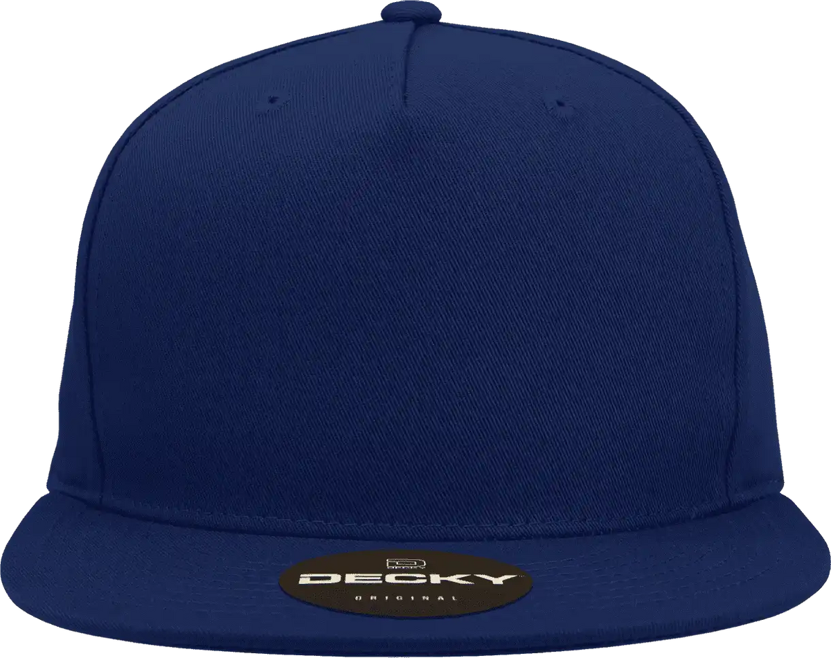 Decky 1064 5 Panel Cotton Flat Bill Snapback Cap Navy / one Size Fits Most