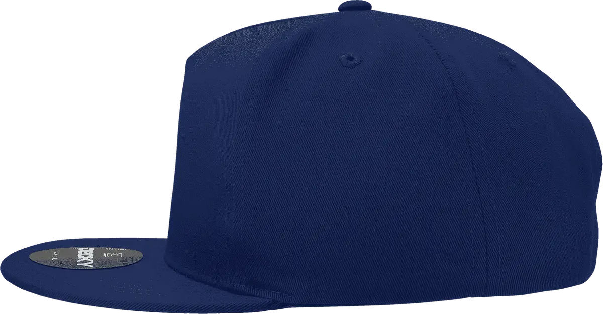 Decky 1064 5 Panel Cotton Flat Bill Snapback Cap - Navy - one Size Fits Most