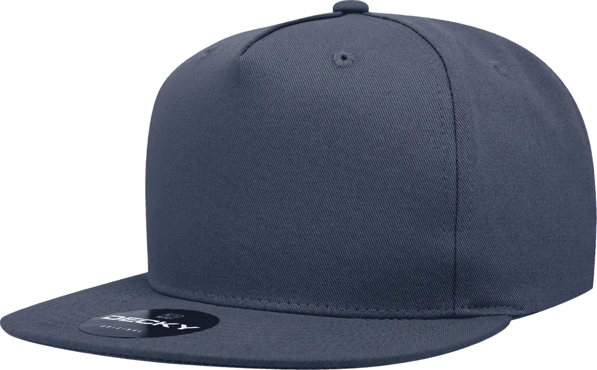 Decky 1064 5 Panel Cotton Flat Bill Snapback Cap - Navy - one Size Fits Most