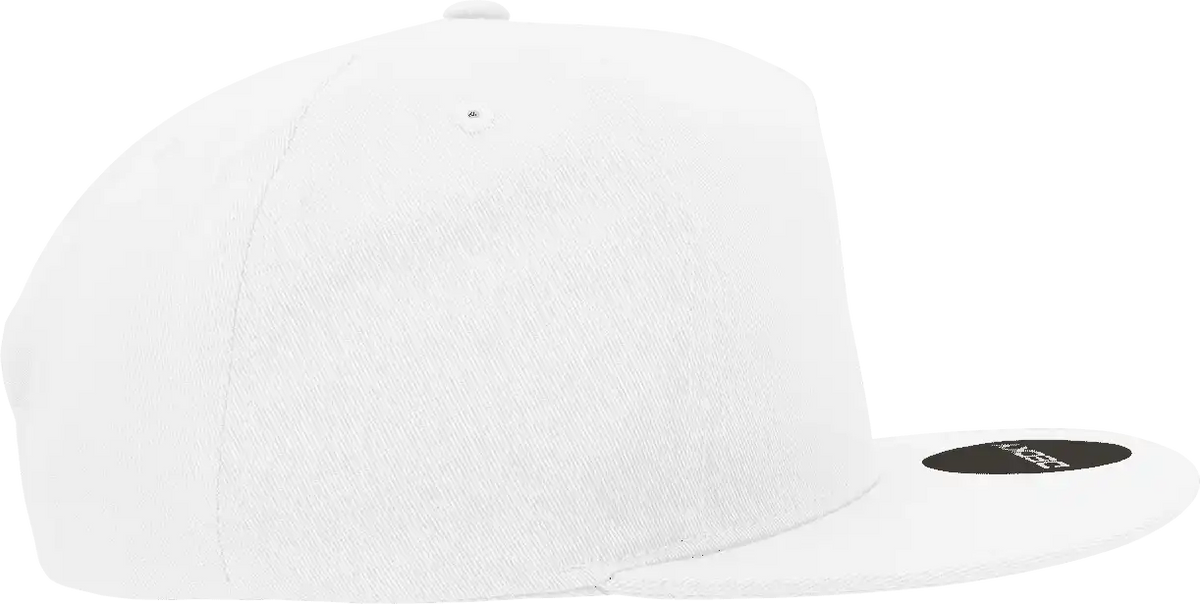 Decky 1064 5 Panel Cotton Flat Bill Snapback Cap - White - one Size Fits Most