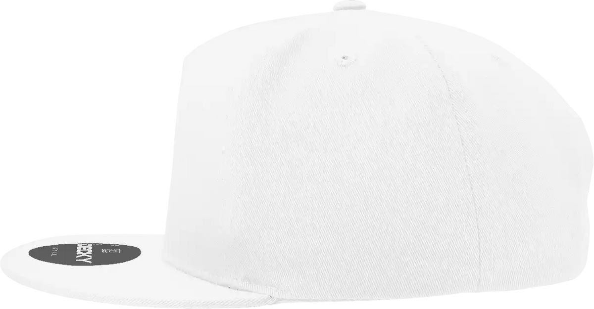 Decky 1064 5 Panel Cotton Flat Bill Snapback Cap - White - one Size Fits Most