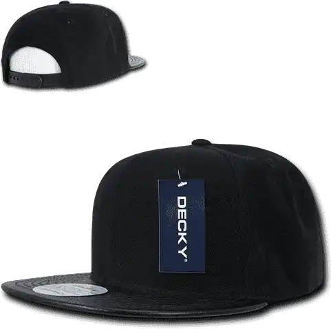 Decky 1071 Vinyl Brim Snapback Cap - Black - one Size Fits Most