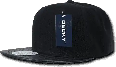 Decky 1071 Vinyl Brim Snapback Cap - Black - one Size Fits Most