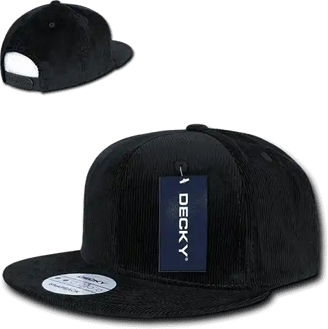 Decky 1076 Corduroy Snapback Cap Black / one Size Fits Most